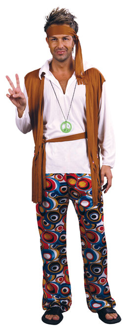 Hippie Man Flower Power Mottoparty Karneval Gr. M