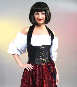 schwarzes Mieder Piratin Seeräuberin Zofe Karneval