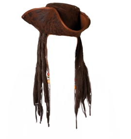Dreispitz Piratenhut mit Dreadlocks Pirat