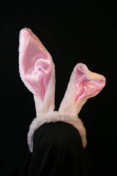Megagroße weiß rosane Hasenohren Bunny 25 cm lang