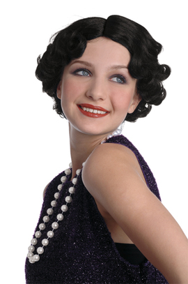 schwarze Charleston Kurzhaar Perücke 20er Jahre Style Cabaret