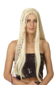 blonde Hippieperücke Perücke Hippie Damenperücke Flower Power 70