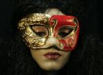 rotes Domino Maske Dominomaske Rokoko Ball Karneval