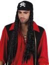 schwarze Piratenperücke mit Bandana Pirat Perücke Karneval Party