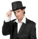 schwarzer Satin Zylinder Gala Show Hut Party Zylinderhut Karneva