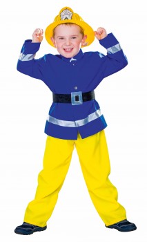 gelb blauer Feuerwehrmann Kinder Hose Jacke Größe 116 Feuerwehr Kostüm