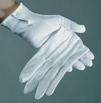 weiße Handschuhe mit Druckknopf Größe XL Baumwollhandschuhe Herrengröße