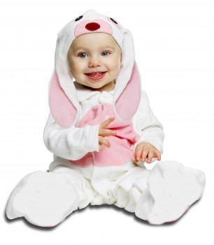 weiß rosanes Hasenkostüm Hase Schlafanzug Gr. 56/62 Baby Kostüm