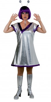 silbernes Alien Kleid Gr. 44/46 Außerirdische Science Fiction Karneval Kostüm