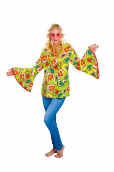 bunte Hippie Bluse Größe 36/38 Damen Kostüm 60er Jahre Flowerpower