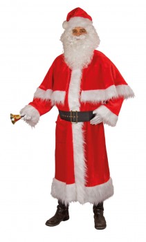 hochwertiger Samtplüsch Mantel mit Mütze und Gürtel Nikolaus Weihnachtsmann Weihnachten