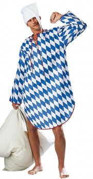 blau weißes bayerisches Nachthemd Größe L Schlafanzug Karneval Fasching