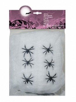weißes Spinnennetz mit Spinnen Spinnweben 100g Halloween Dekoration