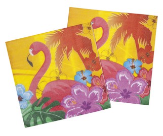 12 x Servietten Hawaii Tischdeko Dekoration Party Flamingo Motiv