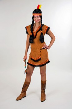 Indianerin Kleid mit Gürteltasche Gr. 38/40 Karneval Fasching