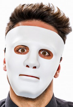 weiße Herrenmaske mit Gummiband Maske Karneval Fasching