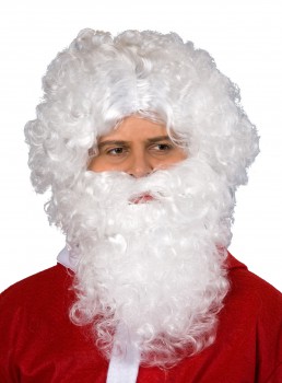 Nikolaus Weihnachtsmann weißer Bart und Perücke gelockt Weihnachten