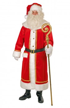 Deluxe Weihnachtsmann Mantel mit Goldborte Weihnachten Nikolaus