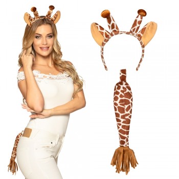 Giraffe Set Kopfbügel mit Hörnern Schwanz Tiere Karneval
