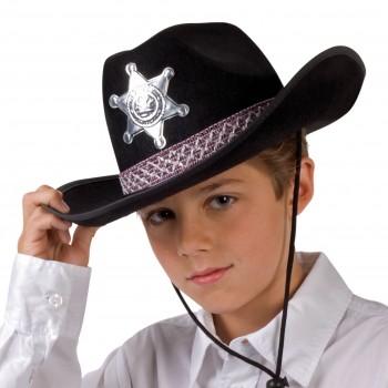 schwarzer Cowboyhut mit Stern Cowboy Kinder Gr. 52 Kindercowboyhut Karneval Fasching