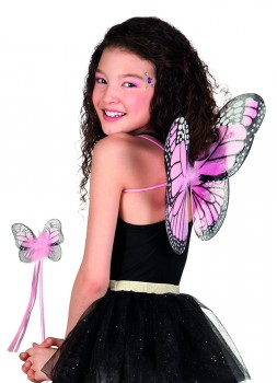 Schmetterling Set Flügel und Zauberstab Kinder Tiere Kostüm Karneval