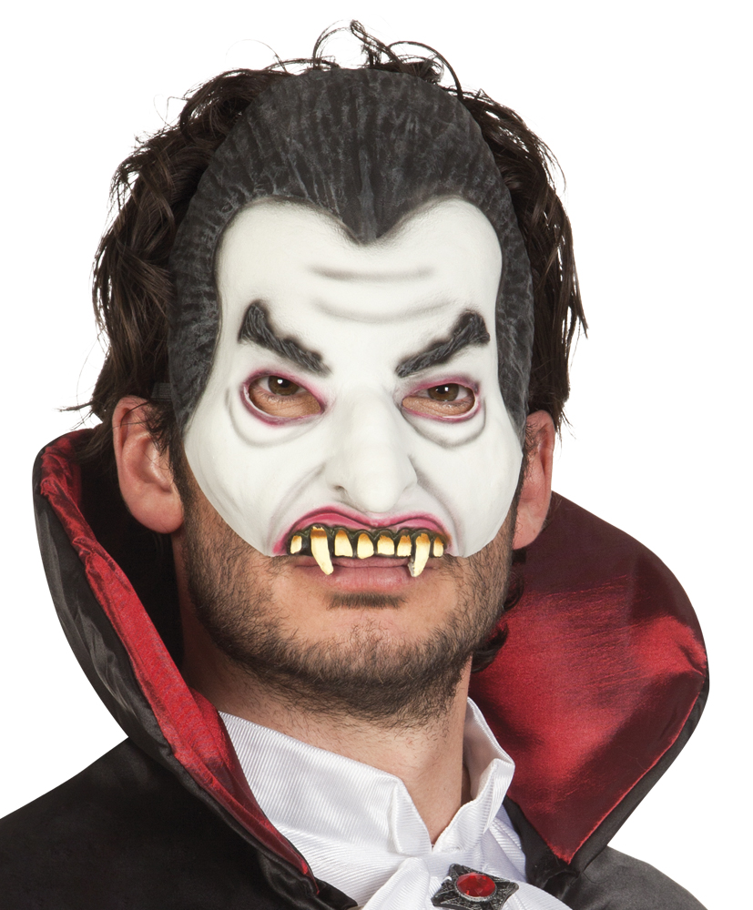 Vampir Maske Halbmaske mit Zähnen Grusel Halloween Karneval Fasching