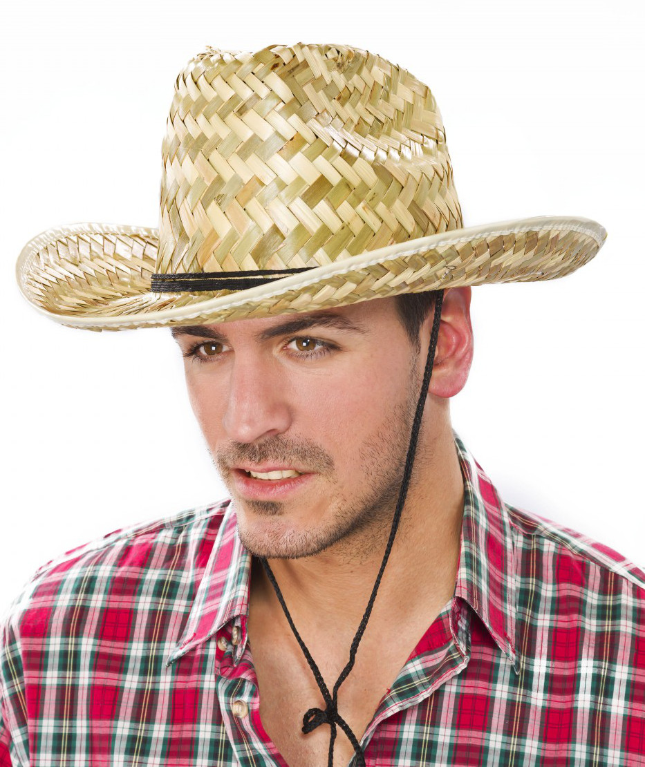 Cowboyhut Stroh Beige - Western Hut Mit 3 Bändern  Produktbild-Vorschau 2