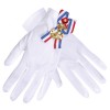 weiße Navy Handschuhe mit Anker Glitzerstein Matrosin Kapitän Damen