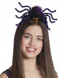 schwarz lilaner Haarreif Kopfbügel mit Spinne Halloween Hexe Spider