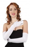 lange glatte weiße Handschuhe 60 cm Party Theater Fasching