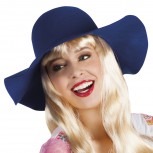 Schlapphut blau 70er Jahre Sommerhut Hut Hippie Kopfbedeckung Karneval Fasching