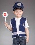 blaue Polizeiweste Gr. 104 Polizist Weste Kinder Kostüm Karneval Fasching