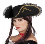 schwarzer Dreispitz Piratenbraut Piratin Pirat Hut Karneval Fasching