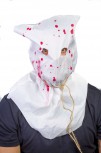 weiße blutbefleckte Maske mit Strick Kapuze Horror Grusel Halloween Party