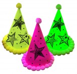 3 x neonfarbene Party Hüte mit Sternen Party Sommerfest Geburtstag