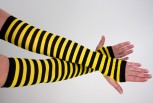 Biene Hummel gelb schwarze fingerlose Armstulpen Kostüm Tier