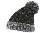 schwarz graue Strickmütze Wintermütze Mütze lang mit Bommel Winter